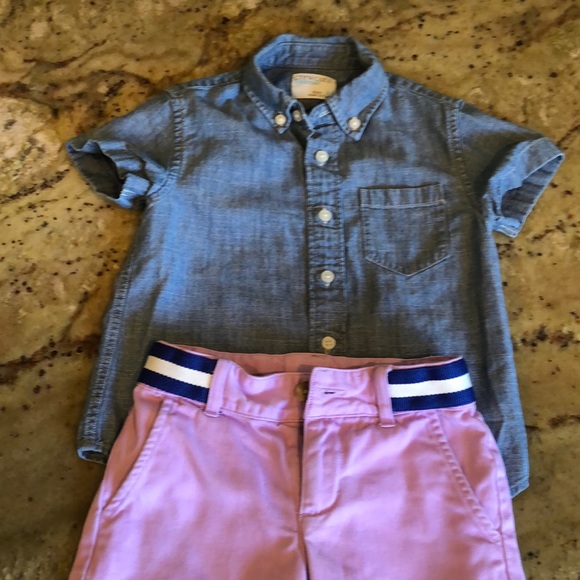 Crewcuts Other - Crewcuts chambray shirt and Janie Jack shorts 3T